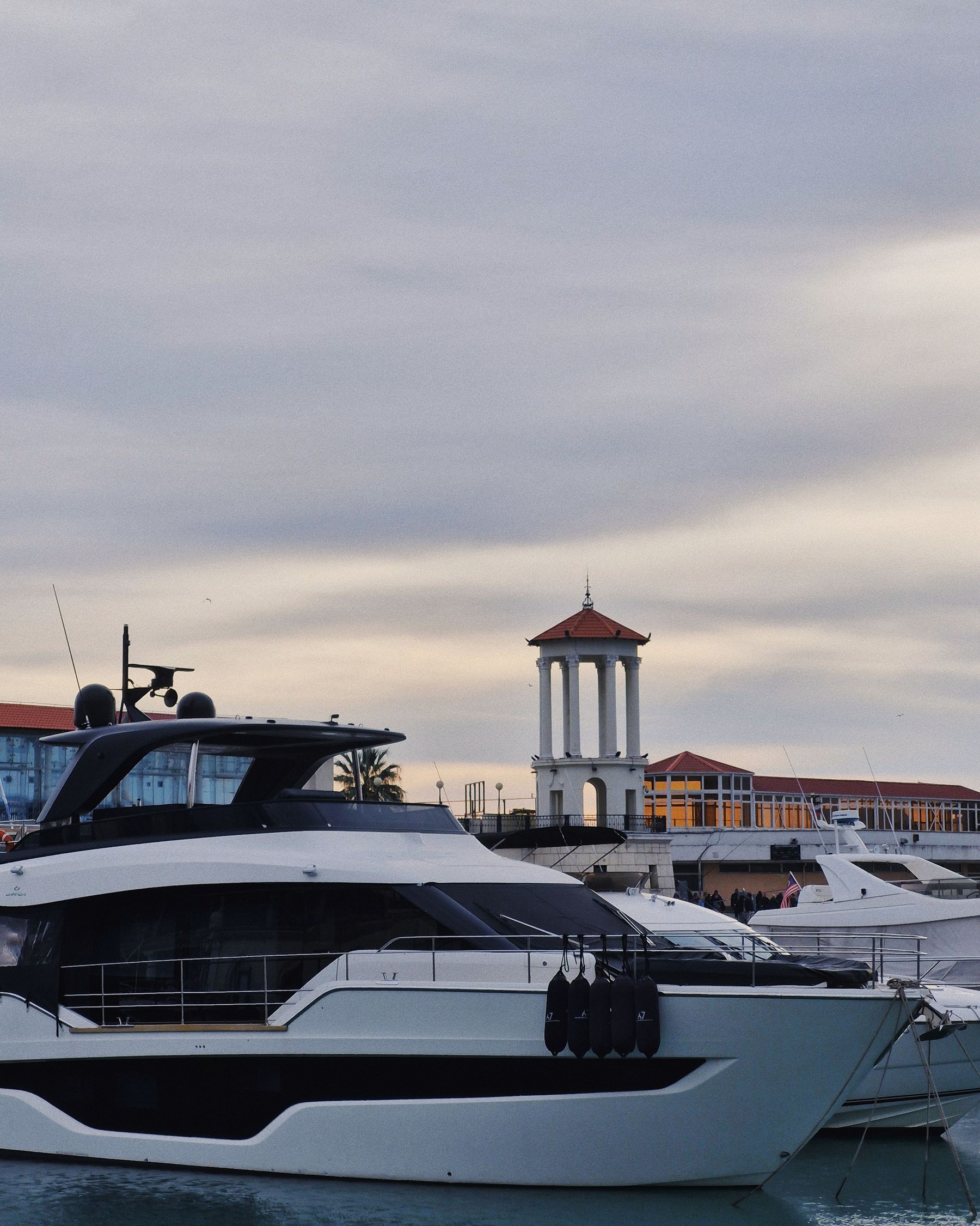 Yacht moored at a Mediterranean marina